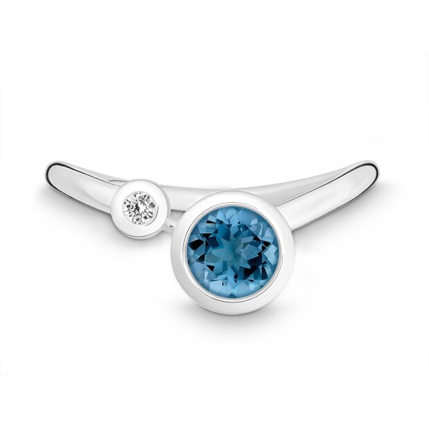 Quinn Ring 925/- Silber London Blue Topas-Brillant 0213936582